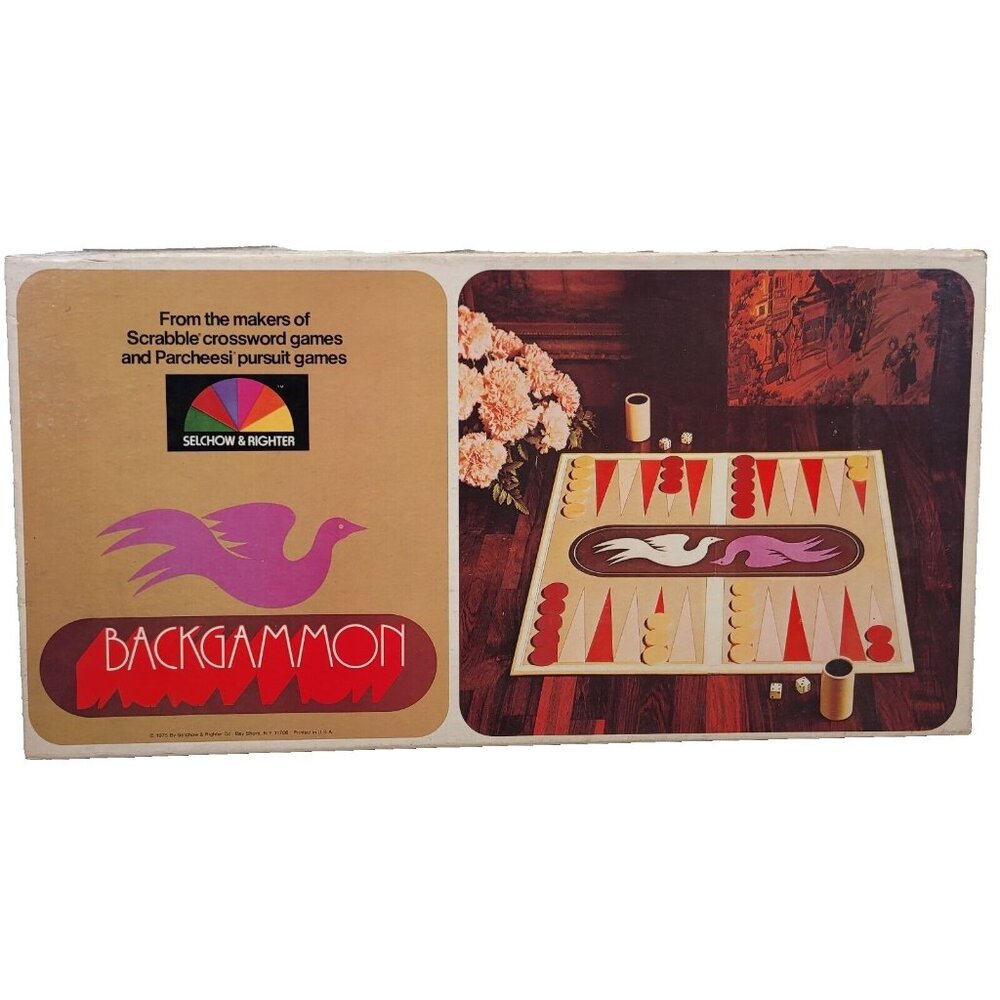 Backgammon Game Wood Pieces‎ Game Night 1975 Selchow and Richter Vintage